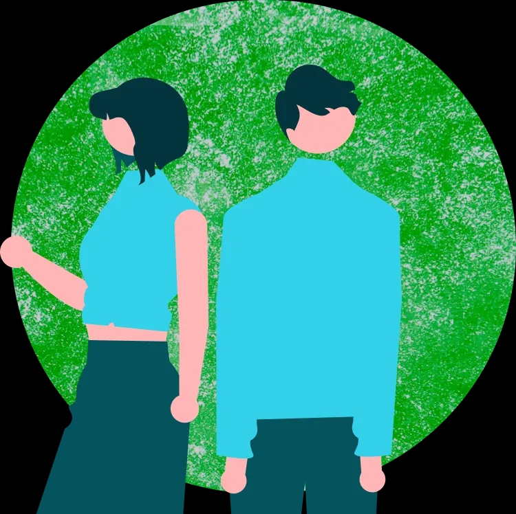 illustration of two people working together