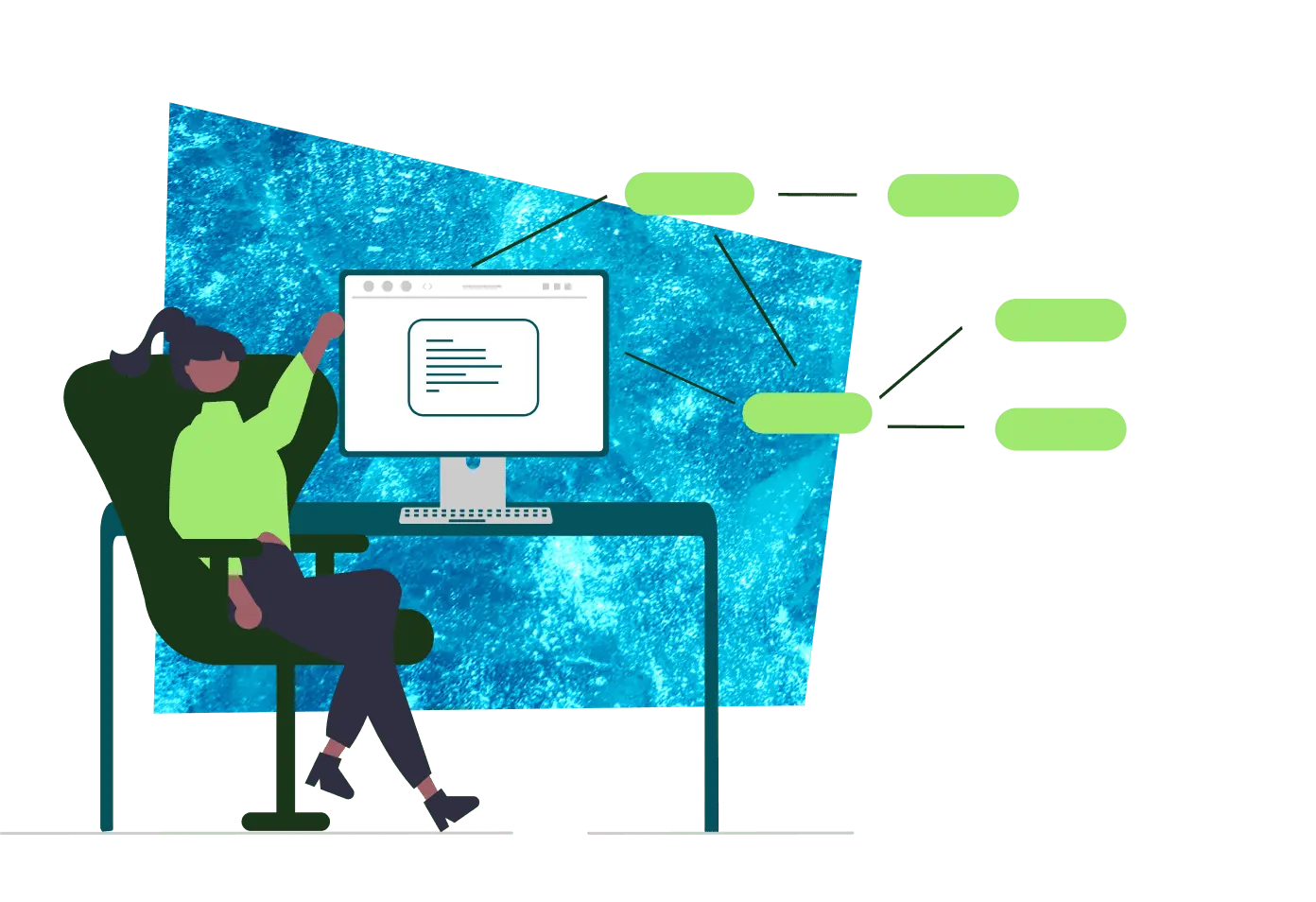 illustration of a person using software to be more productive